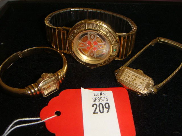 3 Watches Bulova, Elgin, Man's Franklin Mint: 3 Watches Bulova 10kgf Elgin 10gf Man's Franklin Mint 925 Case Japanese Movement