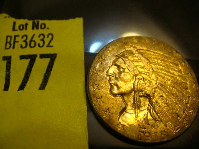 1915 5 Dollar Indian Head Gold Coin: 1915 5 Dollar Indian Head Gold Coin