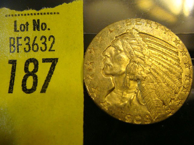 1909 5 Dollar Indian Head Gold Coin: 1909 5 Dollar Indian Head Gold Coin