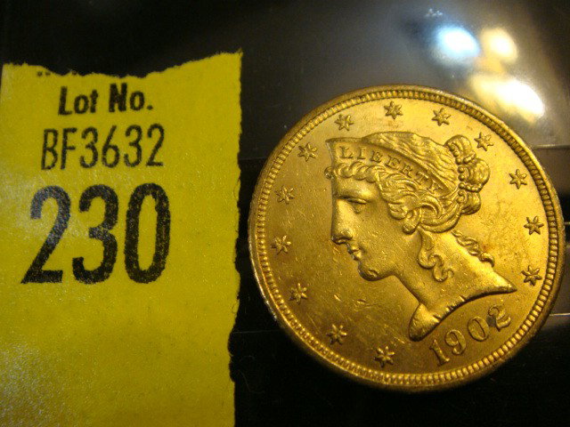 1902 5 Dollar Liberty Gold Coin: 1902 5 Dollar Liberty Gold Coin