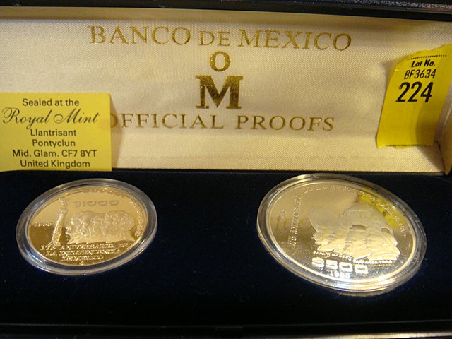 1985 Mexican Gold and Silver Proof Set, 175th Anni: 1985 Mexican Gold and Silver Proof Set, 175th Anniversary De La Independencia De Mexico