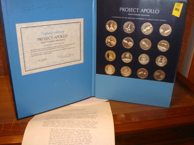 Project Apollo Limited Edition Struck by Franklin: Project Apollo Limited Edition Struck by Franklin Mint - 20 Sterling Silver Coins. 8.8 troy oz. of silver in them. This set of medals was struck on a special lot of sterling silver containing a small