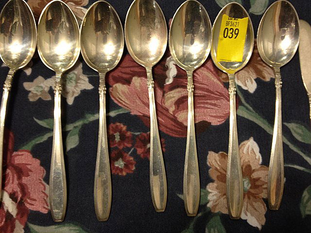 Sterling Silver Flatware Set, Gorham Sterling: Sterling Silver Flatware Set, 39 pieces. Gorham Sterling. Has monogram "GLC" on backside of most of the pieces. Weight 33 troy oz. STERLING SILVER. Estimating large knife handles at 1/2 oz. each. All