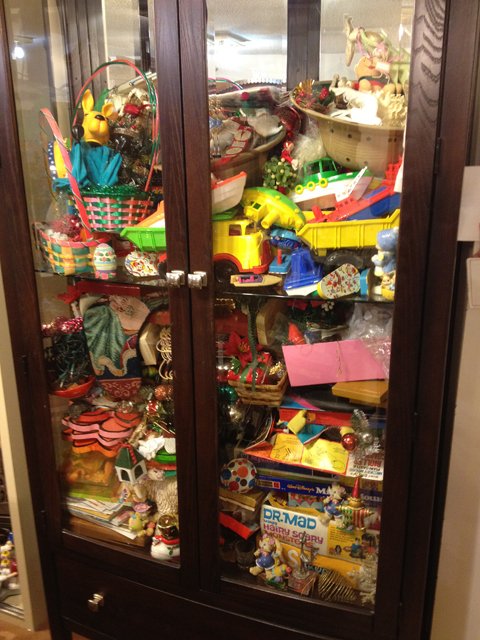 Large Estate Lot of Toys & Holiday Items: Large Estate Lot of Toys & Holiday Items. This lot includes vintage toys and games such as Dr. Mad, kangaroo punch hand puppet, Mickey Mouse fun castle, Walt Disney board games. Also a large selection