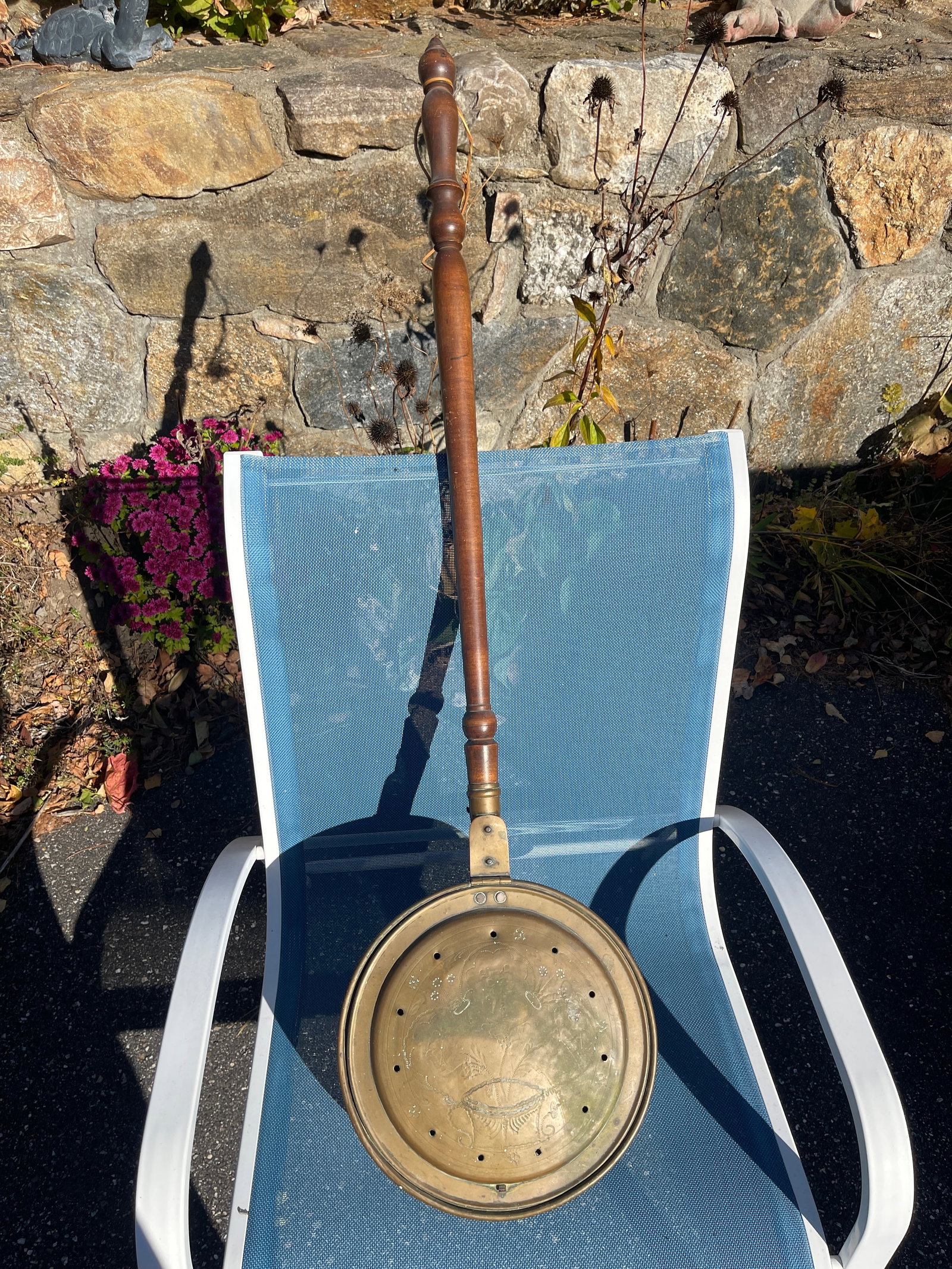 Brass Bed Warmer with Wooden Handle (1 of 3)