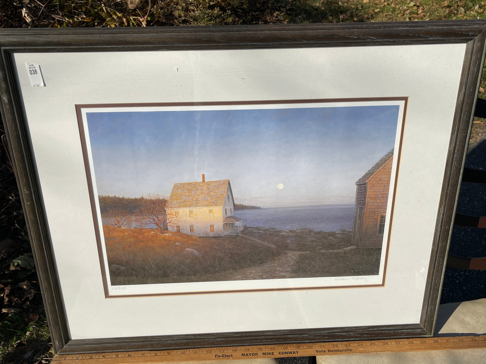 William P. Duffy (Massachusetts, 1948-), "Moonrise", Signed Lithograph: William P. Duffy (Massachusetts, 1948-), "Moonrise", Lithograph, signed lower right, ed. 13/850, framed behind glass, wear consistent with age.