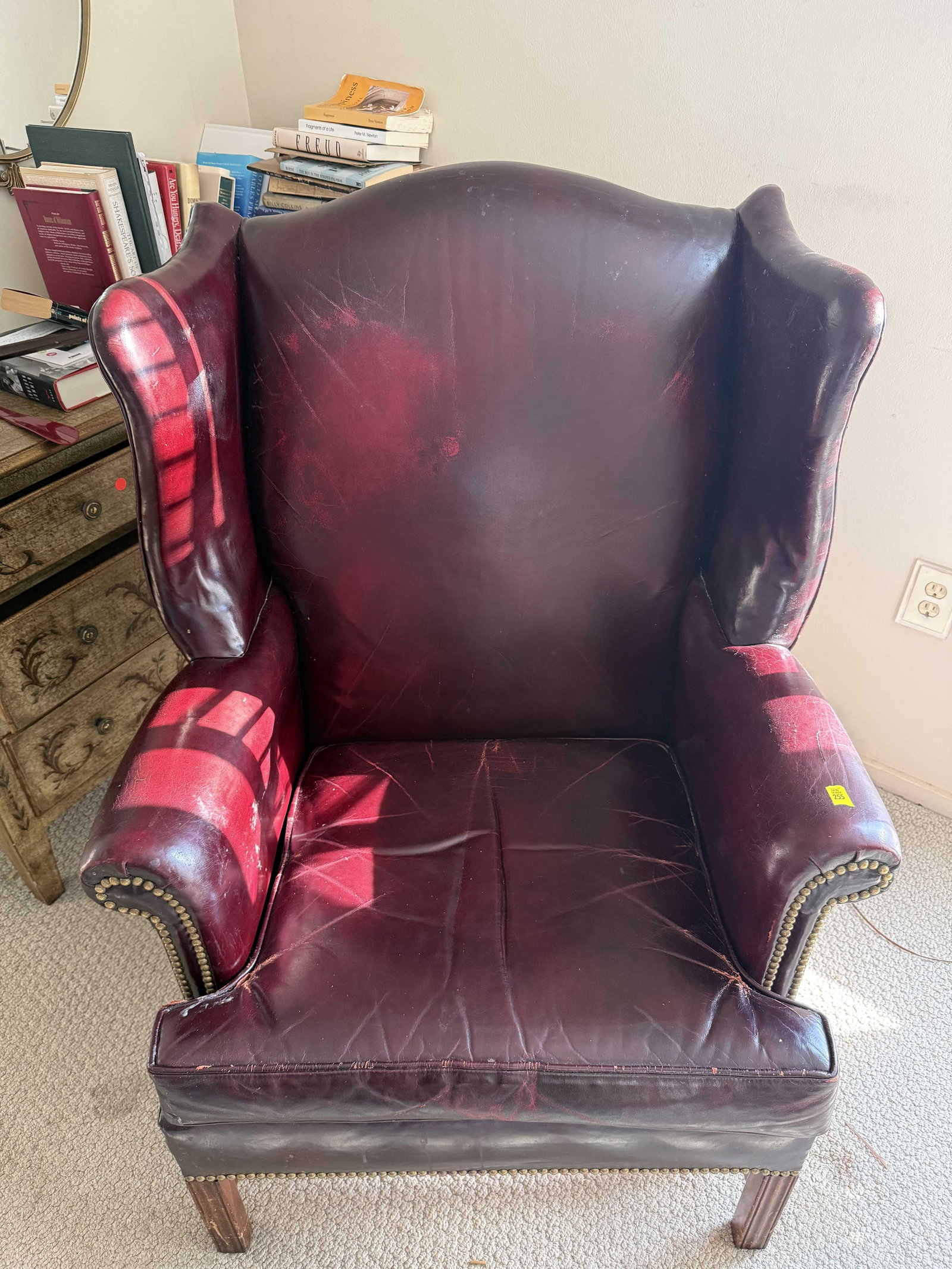 red leather chair: description