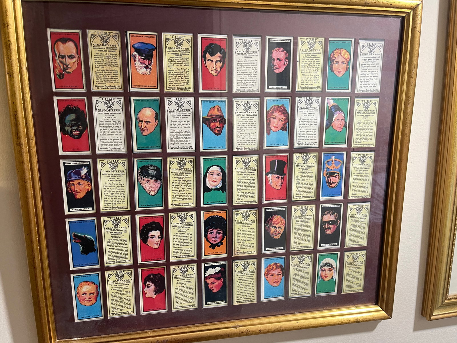 Framed Cigarette Cards collection: This is an estate collection of cigarette cards.
