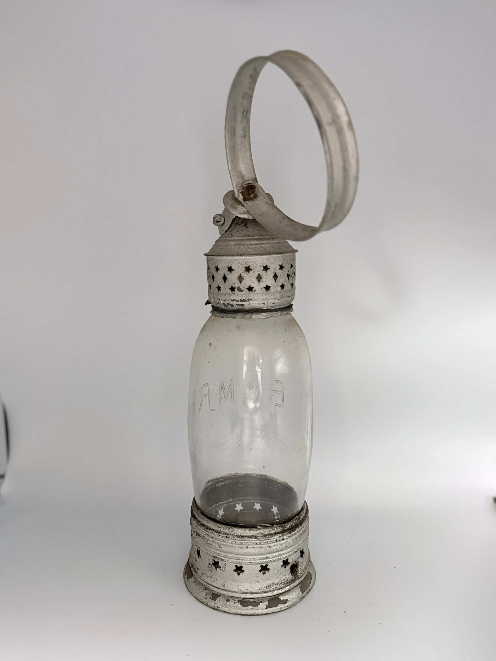 B&M RR Railroad Lamp: B&M RR is Etched in the glass, This is a very early oil lamp from the early 1800s.