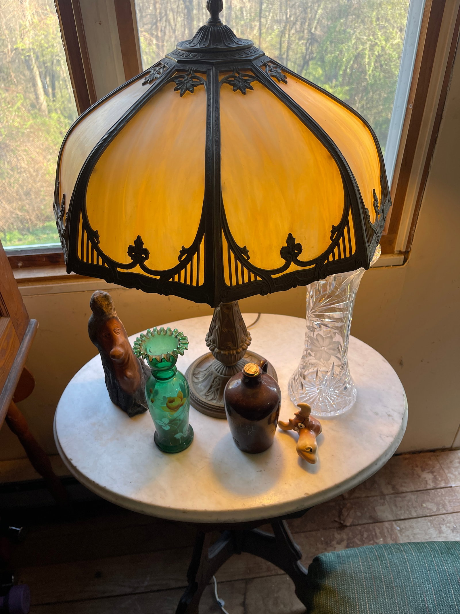 Antique Slag Glass Lamp (1 of 7)