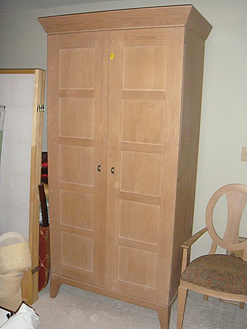 Ethan Allen Armoire: Ethan Allen Armoire with removable shelves for extra storage or use hanging rod for clothes. Armoire is in excellent condition, matches the rest of bedroom furniture, measures 39 inches wide x 84 inch