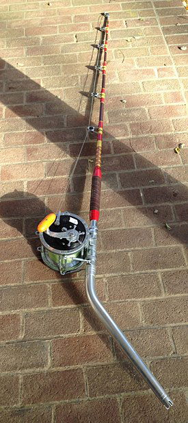 Deep Sea Fishing Rod and Reel: Deep sea fishing rod with Balmforth of England leather grip and Penn Senator 14/0 Reel