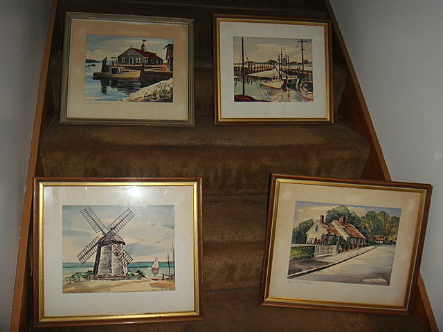 4 Framed Watercolor Paintings by Robert Brooks: 4 Framed Watercolor paintings by noted Hyannis, Cape Cod, Mass. Artist, Robert Brooks. Measure 16 1/2" x 14 1/2".