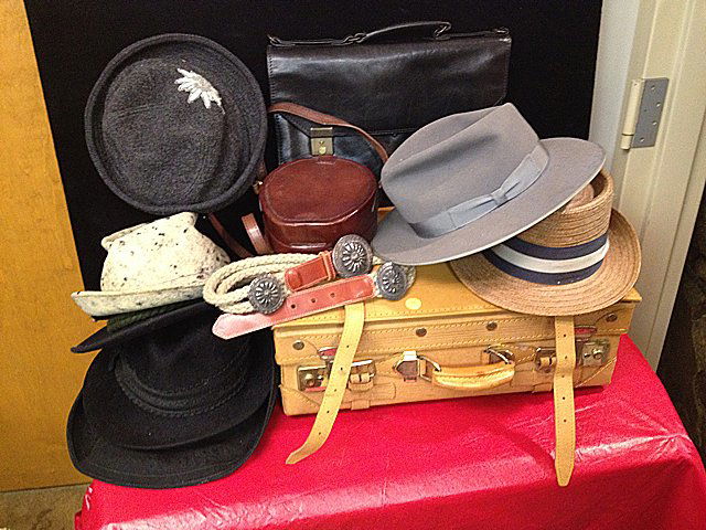 St. Jude Item: Hats and Leather Items: To Benefit St. Jude Children's Research Hospital; Vintage hats, leather purse, bag and travel case, plus belt. A very nice vintage lot! This lot is being auctioned to benefit St. Jude Children's Resea