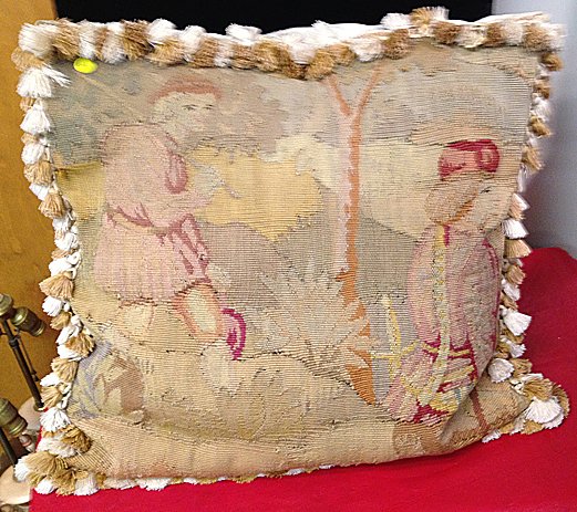 St. Jude Item: Needlepoint Decorative Pillow: To Benefit St. Jude Children's Research Hospital; Needlepoint Decorative Pillow, very nice needlepoint Baroque design, owner's reportedly paid $200 when originally purchased. Measures 23" x 23". This