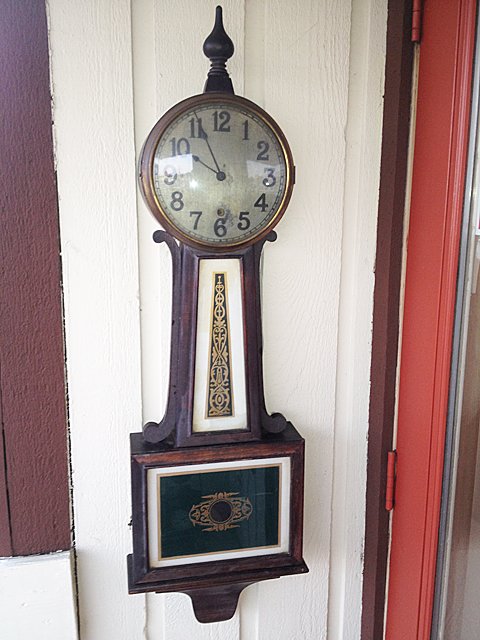 Banjo Clock, The New Haven Clock Co.: Banjo Clock, "8 Day Waring Time Piece, The New Haven Clock Co., New Haven Conn., U.S.A." All original, very nice banjo clock from Connecticut clock makers; The New Haven Clock Co.