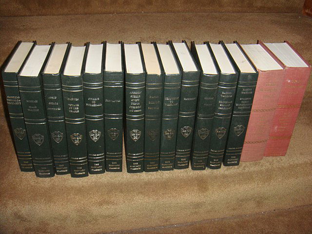 15 Estate Books: 15 Estate Books including 13 "The Harvard Classics, Deluxe Edition. Publisher P.R. Follier & Son Corp., New York: Aesop, Grimm Andersen, The Voage of the Beagle, Charles Darwin. English Poetry/Vol. II