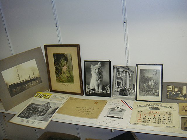 St. Jude Item: Vintage Photos and Memorabilia: To Benefit St. Jude Children's Research Hospital; Vintage photos and memorabilia lot including Seth Thomas "Tick Talk" featuring Thomaston High School, Calendar from Providence Mutual Fire Insurance C