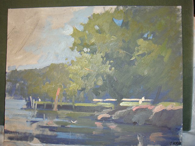 St. Jude Item: Gary Fifer Painting: To Benefit St. Jude Children's Research Hospital; American Listed Artist Gary Fifer, landscape painting on board, signed G. Fifter. Measures 14" x 18". Gary Fifer is an American Listed Artist and some