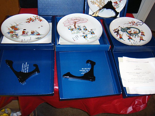 St. Jude Item: 4 Collectors Plates: To Benefit St. Jude Children's Research Hospital; 4 Collector's Plates including Set of Chinese scenes with gold rim edge. All in original box with certificates of authenticity. These plates are all i