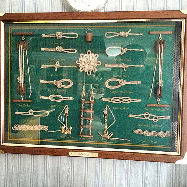 Sailor's Knots Framed Shadow Box: Framed sailor's knots wall hanging shadow box. This shadow box is part of a private estate collection and has been well cared for and cherished by owner who is over 70 years old and needs our help! Th