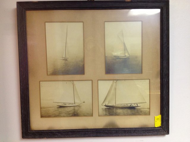 Estate Vintage Photos of Sailing Ships, framed and: Estate Vintage Black and White Photos of Sailing Ships, framed and matted, measures 18" wide x 16 1/2" high.