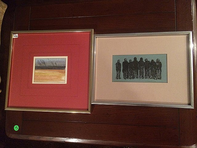 2 Framed Gerald Saladyga Paintings: 2 Framed Gerald Saladyga Paintings, tallest measures 11" high.