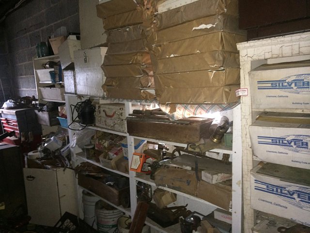 Discovery Treasure Lot: Many discoveries including tool chests, tools, buckets and boxes filled, vintage hardware, selling as found, we have not gone through these items.