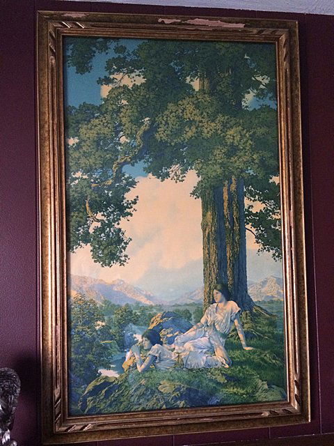 Vintage Maxfield Parrish - Hilltop: Vintage Maxfield Parrish Hilltop Lithograph/Print with frame in good condition. Dimension including frame 33 1/2" x 21 1/2". Family has 1999 appraisal value $775.00