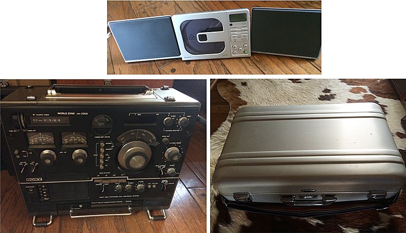 Halliburton Case, Radio, CD Player: Zero Halliburton Hard Case, Sony Ship to Shore Radio with cassette tape deck (purchased in 1977) and Brookstone CD player. These items come from a Litchfield, CT estate and has to be picked up and rem