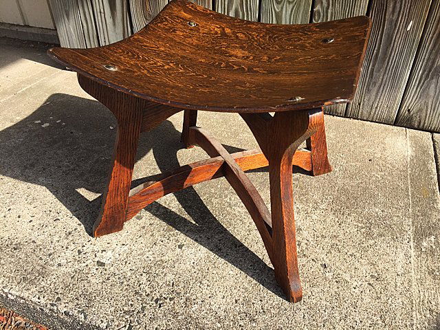 Arts and Crafts Oak Stool (1 of 3)