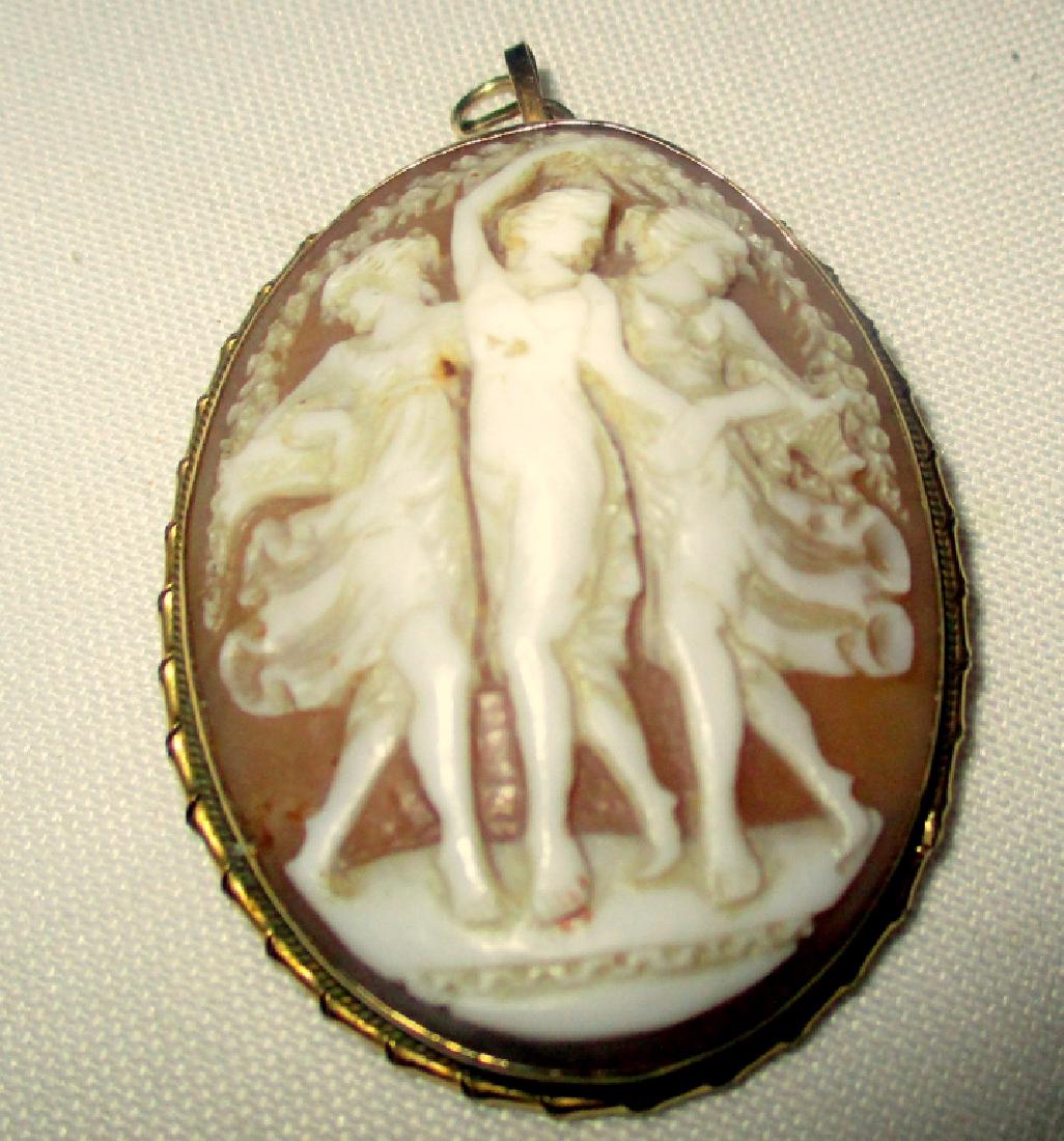 Large Shell Cameo Set in 14k Gold (1 of 2)