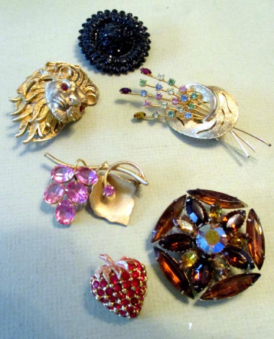 Six Vintage Costume Jewelry Brooches (1 of 1)