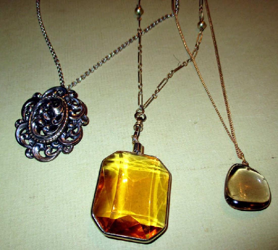 Three Vintage Costume Pendants with Chains (1 of 1)