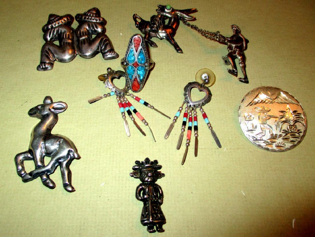 Eight Pieces of Mexican Silver Jewelry (1 of 1)