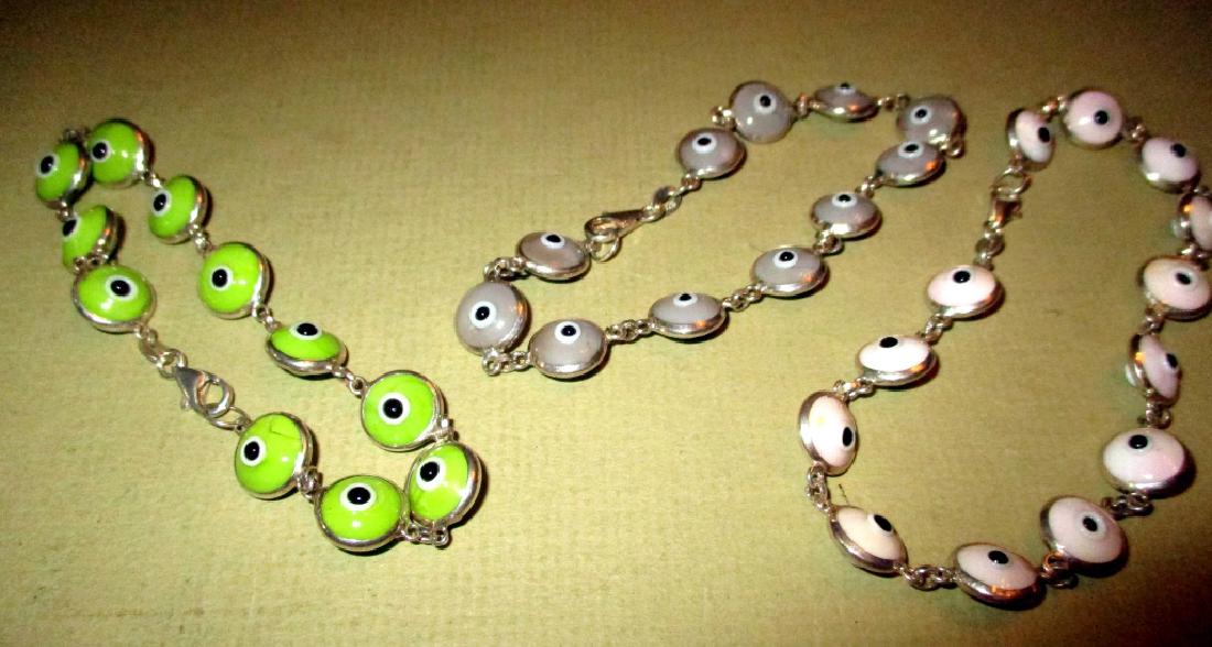 Three Sterling Bracelets with Glass Evil Eye (1 of 1)