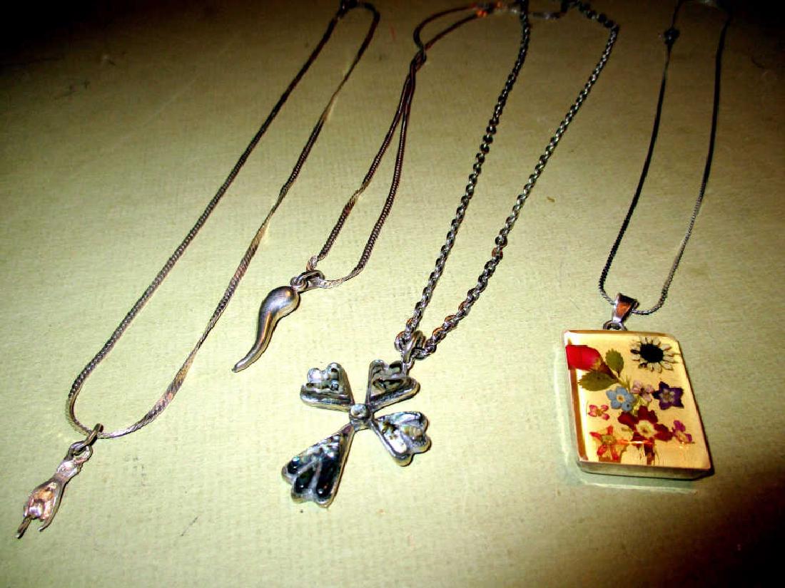 Four Sterling Pendants on Silver Chains (1 of 1)