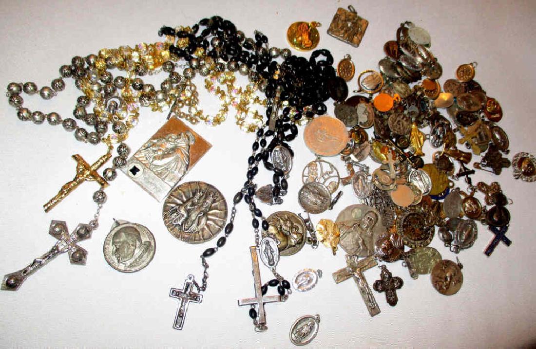 Bag Lot of Religious Rosary's and Medals (1 of 1)