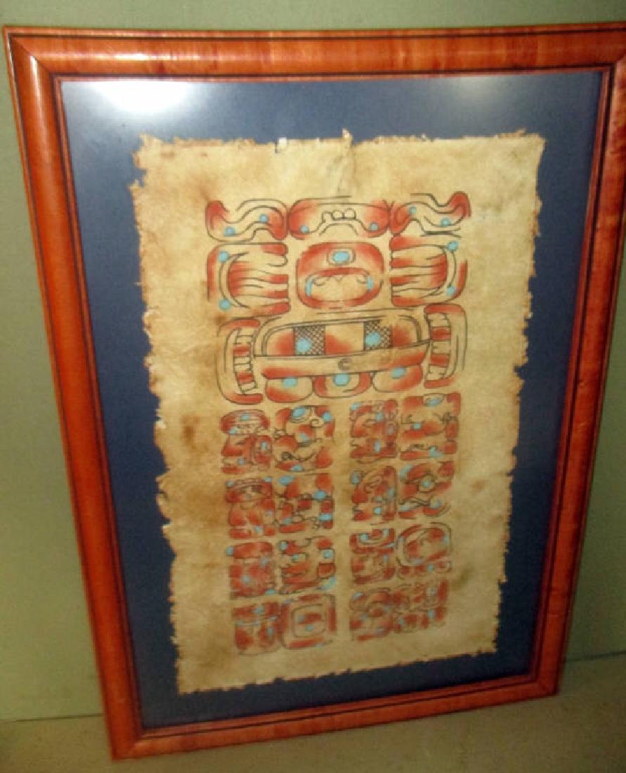 Aztec or Inca Glyph Drawing: Aztec or Inca Glyph Drawing purchased from Koh Gallery of 66 W. Broadway, NY. Circa 1960s. Good condition.