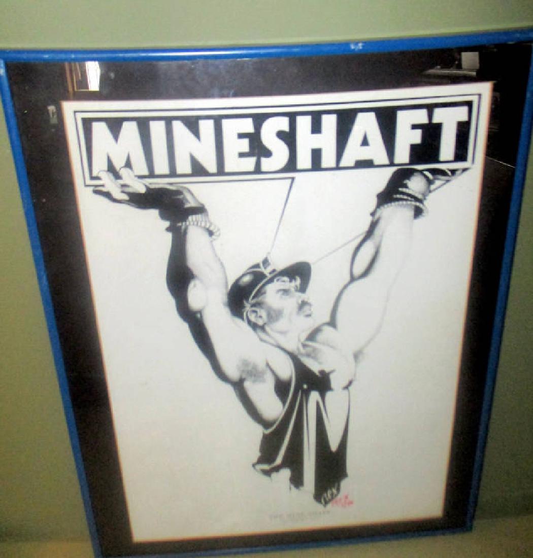 Artist Signed Poster for the Mineshaft NYC: Poster is for one of NYC's most infamous gay bars. Artist signed by Rex 1/40. In good condition. it measures 14" inches by 18" inches.