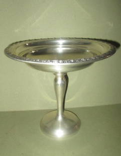 Sterling Candy Compote: Sterling Candy Compote. Measures 6 1/2" inches tall by 7 1/2" inches in diameter. Floral decorated rim. In good condition, weighted base. Made by Revere Silversmiths Inc.