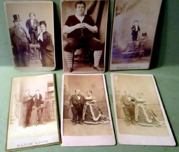 Lot of Cartes de Visite Type Photos: Consists of 6 images: Tom Thumb, Major Atom & more. All in good condition, all circus images.