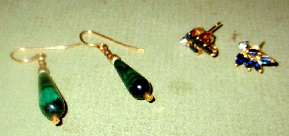 Two Pair of 14K Gold Earrings Set With Stone (1 of 1)