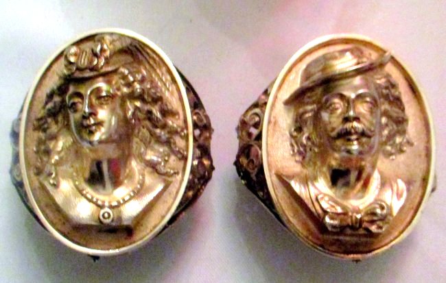 Rare Pair of Sterling Portrait Napkin Rings (1 of 5)