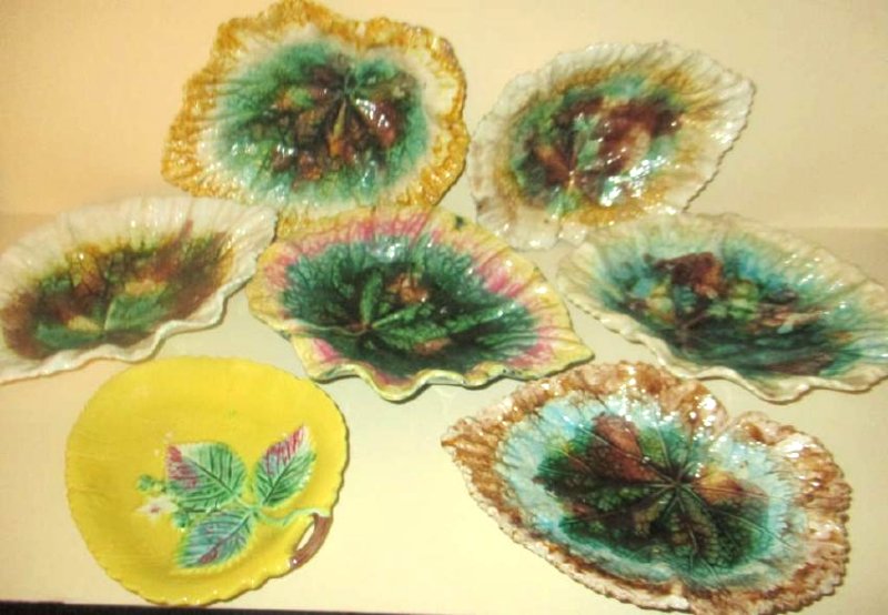 Collection of Antique Majolica Leaf Plates (1 of 1)