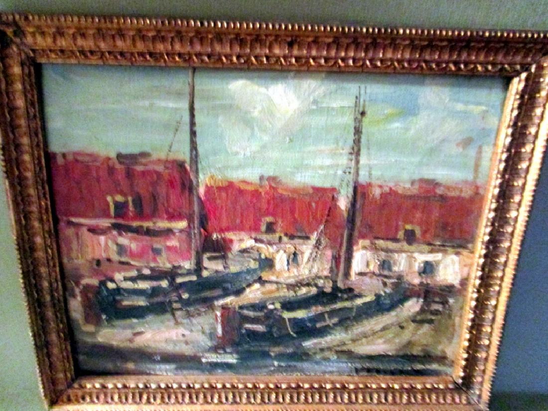 Signed Impressionist Painting of Boats (1 of 2)