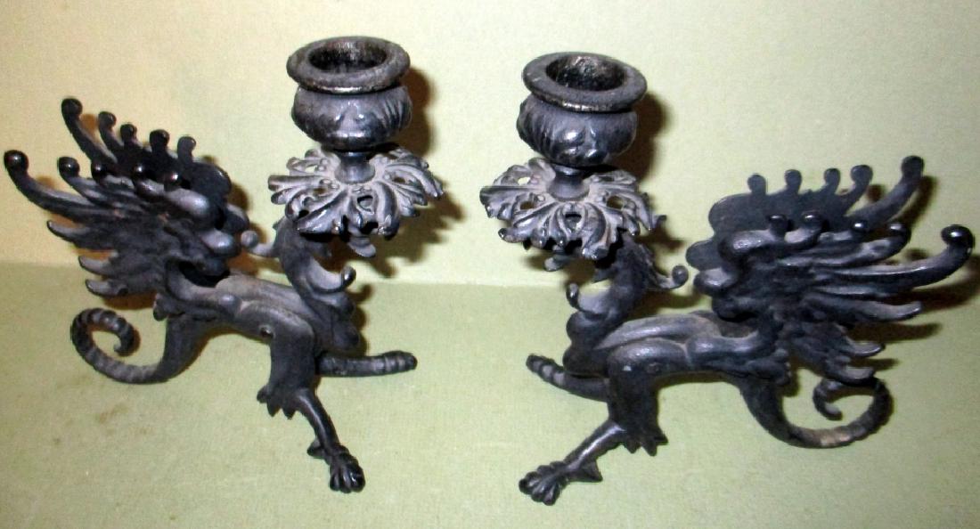 Pair of Winged Griffin Candle Holders (1 of 2)