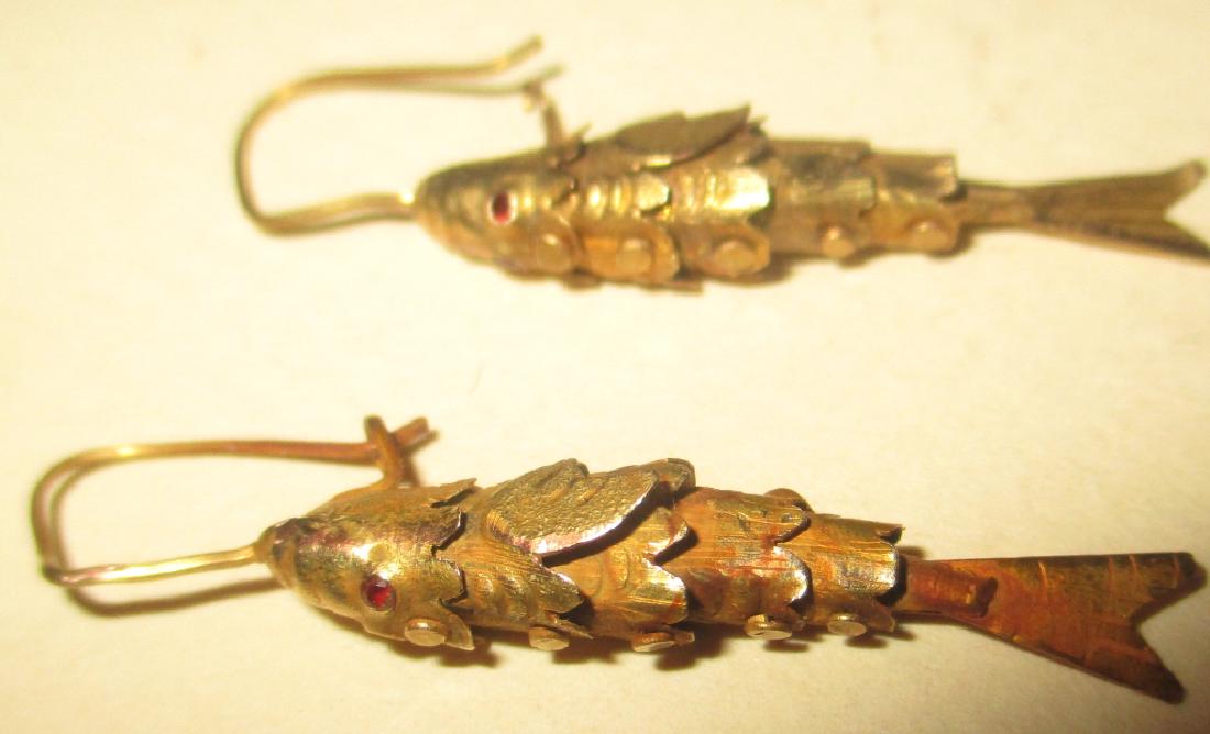 Pair of 14k Gold Pierced Fish Earrings (1 of 1)