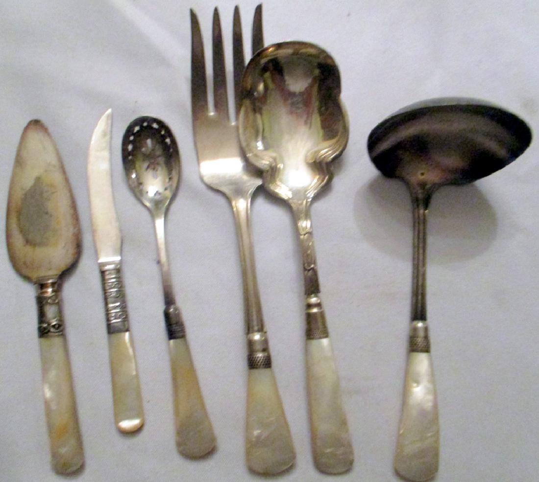 Lot of Six Mother-of-Pearl Handle Serving Pieces (1 of 1)