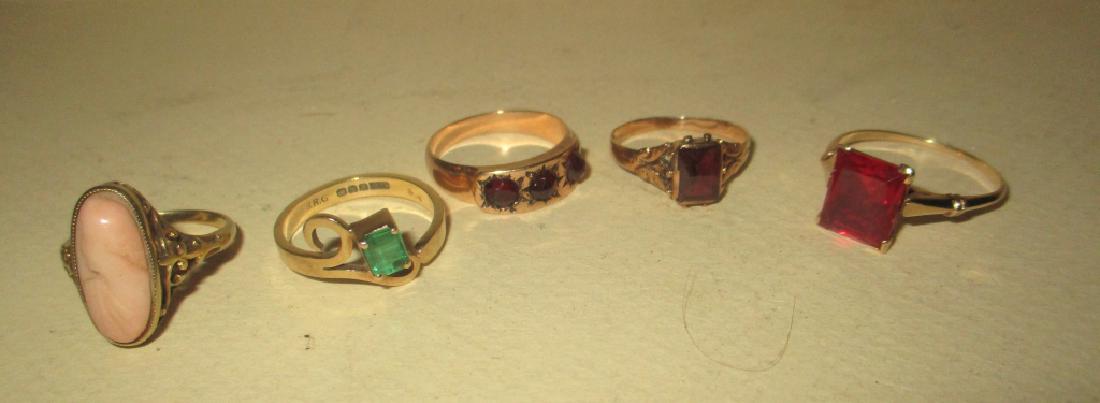 Lot of Five Vintage 10K Gold Rings With Stones (1 of 1)